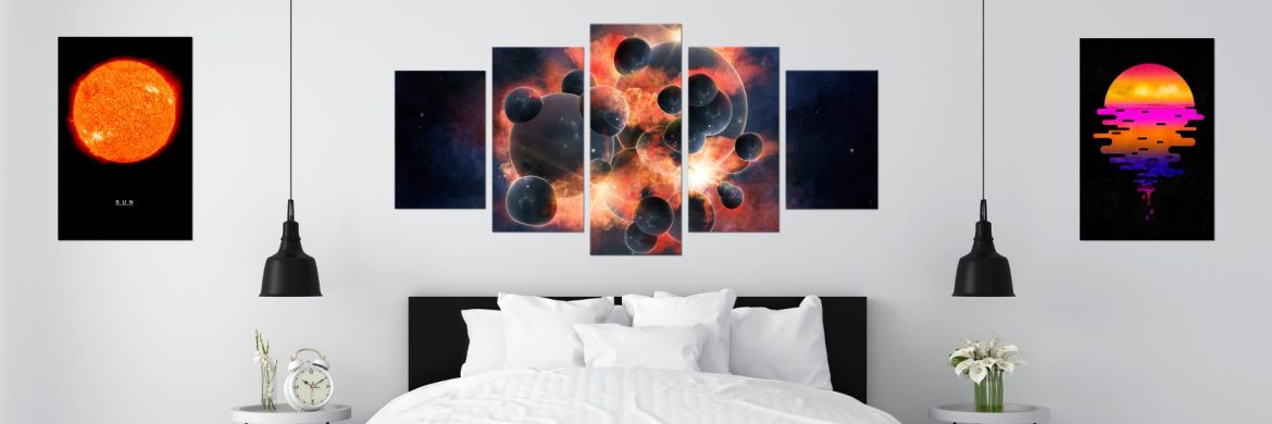 décoration d'un chambre sur le thème de l'espace