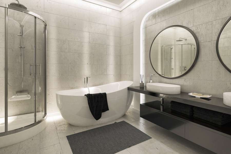 Une salle de bain luxueuse et moderne optimisant l'espace pour aménager une petite salle de bain avec élégance.